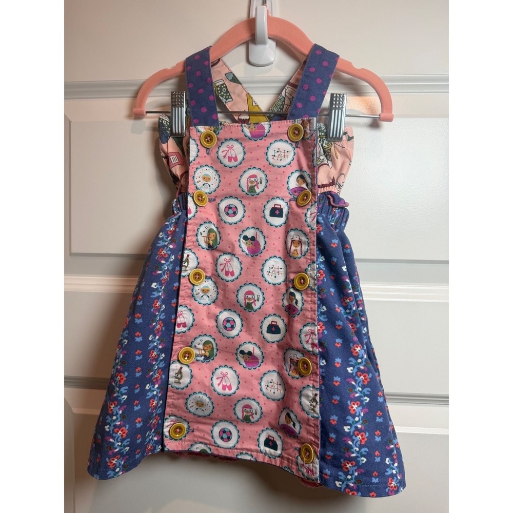 27. Matilda Jane Girls 18-24M Mixed Print Floral School Novelty Pinafore Dress